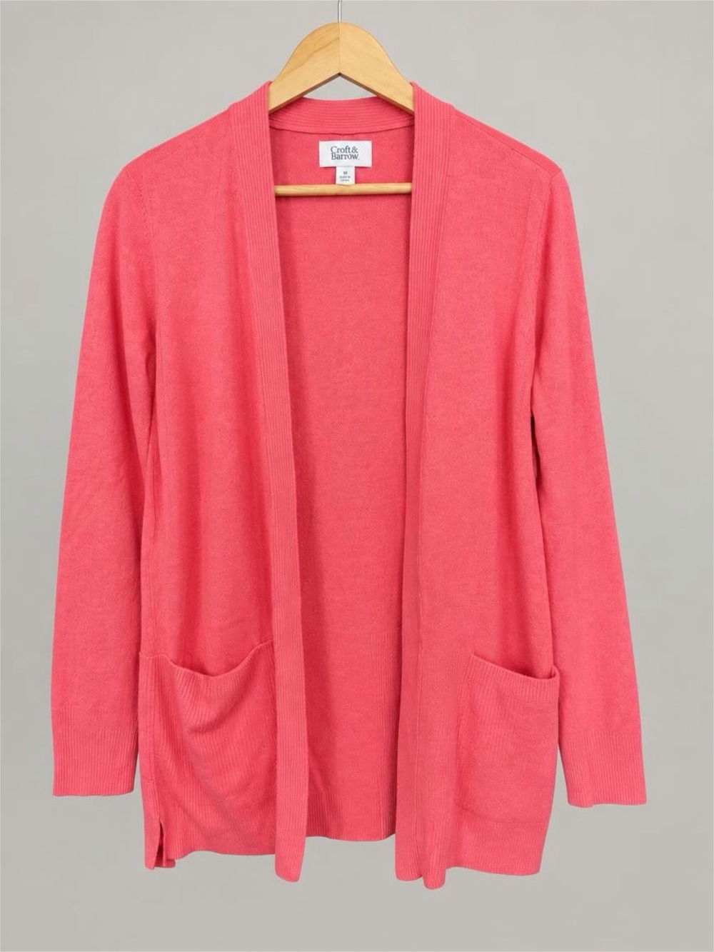 NWT Croft & Barrow Coral Open-Front Women’s Classic Cardigan Sweater - M